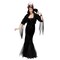 Women Raven Mistress Costume Black Floor Length Gown with Feather Shrug